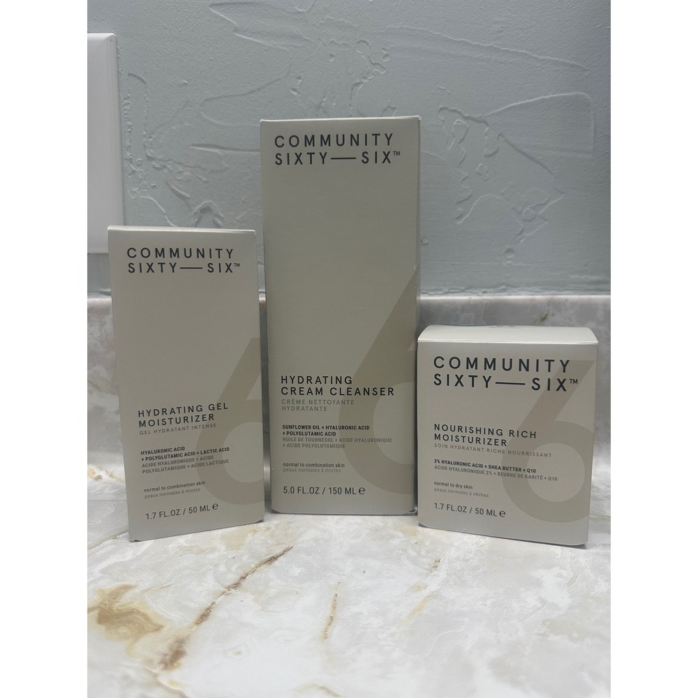 COMMUNITY SIXTY-SIX Hydrating‎ Gel Moisturizer, Cleanser, Rich Moisturizer Set